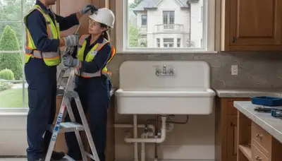 Plumber repairing leak in Royal Oak, MI for residential plumbing service
