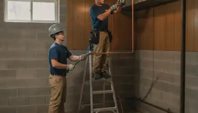 Professional plumber repairing a pipe in Royal Oak, MI for plumbing service