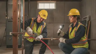 Plumber repairing a pipe in Royal Oak, MI for residential plumbing service
