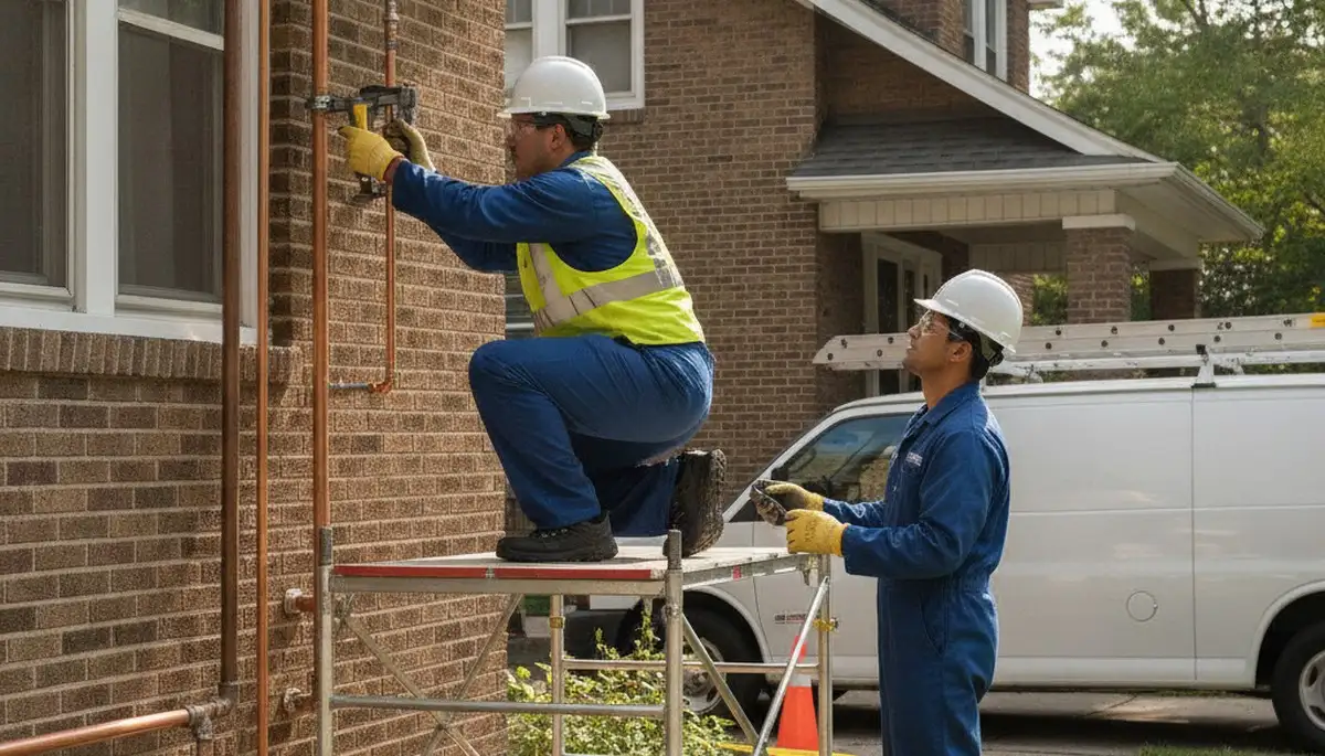 Plumber repairing a pipe in Royal Oak, MI for local plumbing service