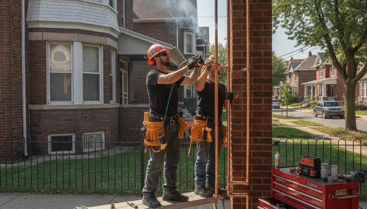 Royal Oak, MI plumber repairing a leak for plumbing service customers