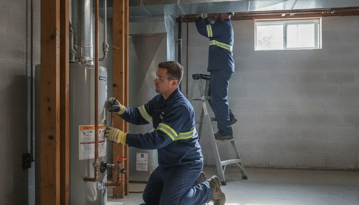 Royal Oak, MI plumber repairing a residential plumbing leak with professional tools