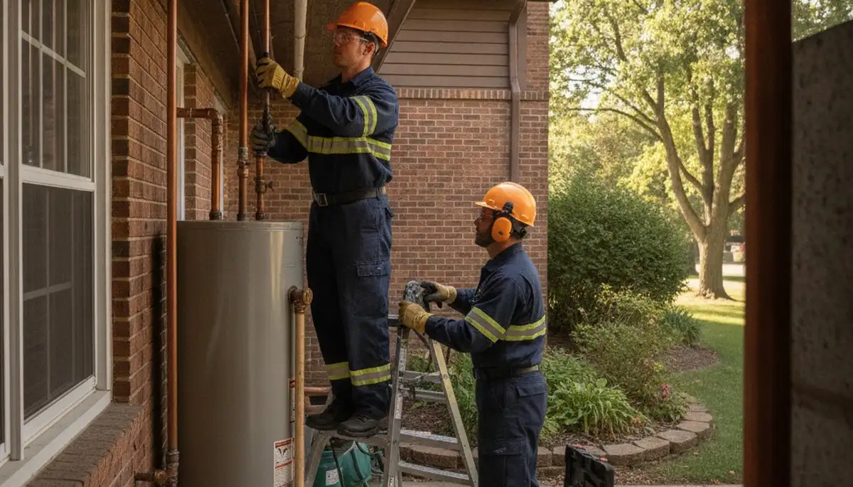 Plumber repairing a leak in Royal Oak, MI for plumbing repair service