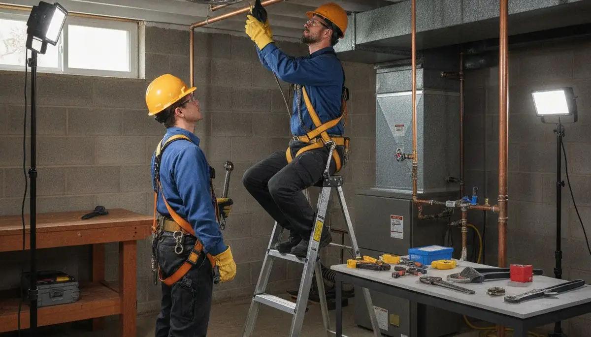 Royal Oak, MI plumber repairing a plumbing leak for a local home service call