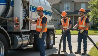 Septic pumping service truck for Royal Oak, MI homes by On Call Plumbers