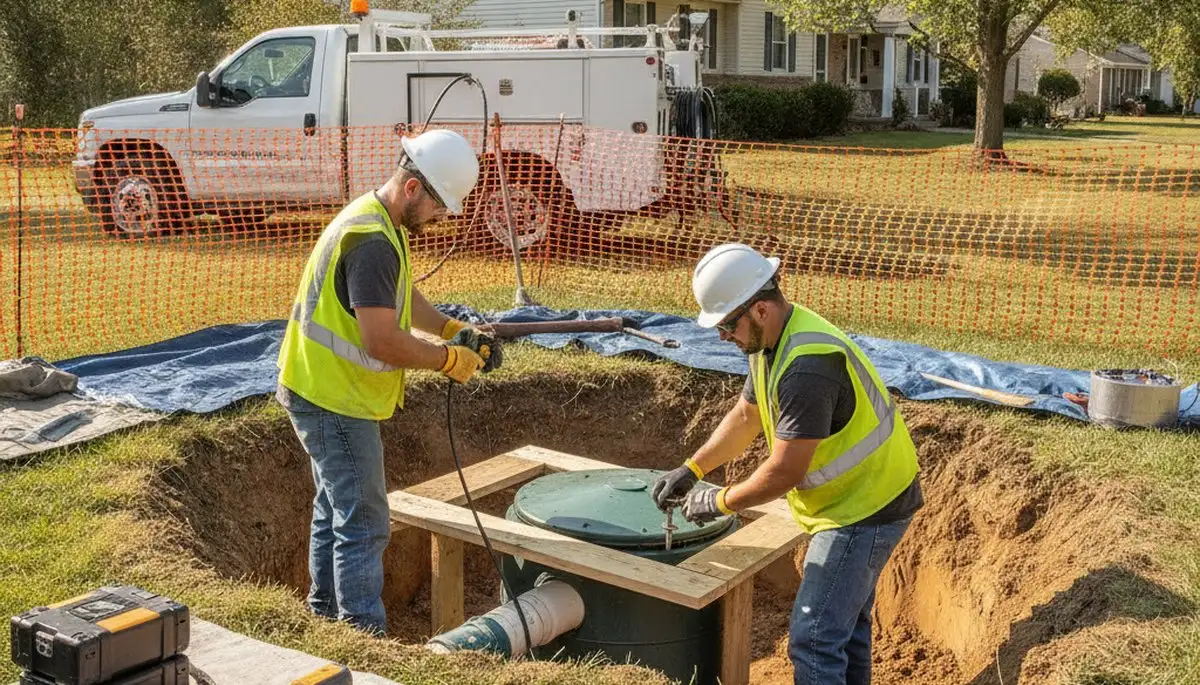 Septic repair service truck in Royal Oak, MI for fast home plumbing repairs