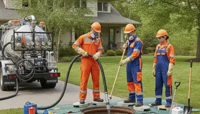 Royal Oak, MI plumber cleaning a septic tank for a residential plumbing service