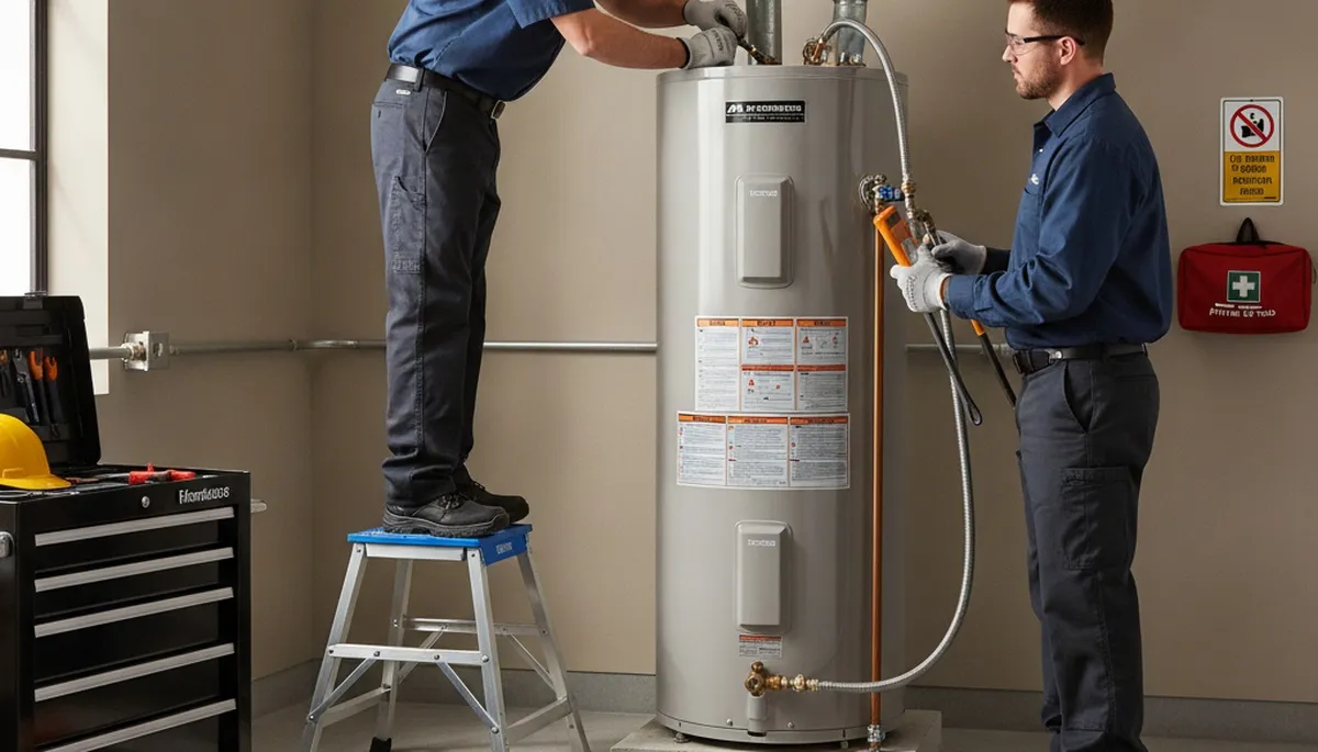 Royal Oak, MI plumber repairing a water heater for fast home service