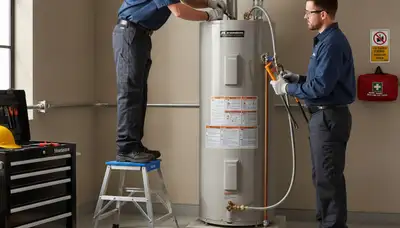 Royal Oak, MI plumber repairing a water heater for fast home service
