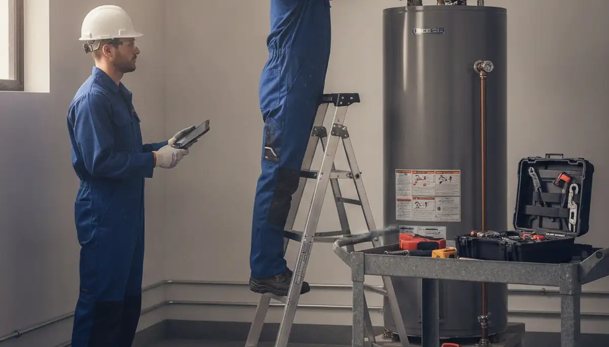 Royal Oak, MI plumber repairing a water heater for fast same-day home service